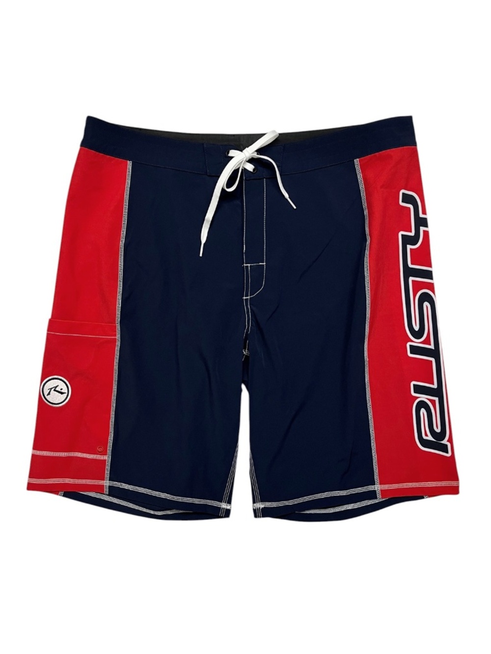 Rusty Fixed Waist Board Shorts NWT Men’s 38 Navy Blue Red